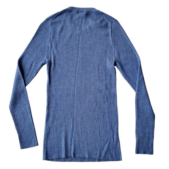 J. Crew Blue Thin Lightweight Cashmere Ribbed Sweater Great Base Layer Size M - Picture 4 of 10